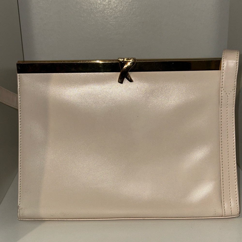 Vintage Paloma Picasso Cream Shoulder Bag with Gold Accent